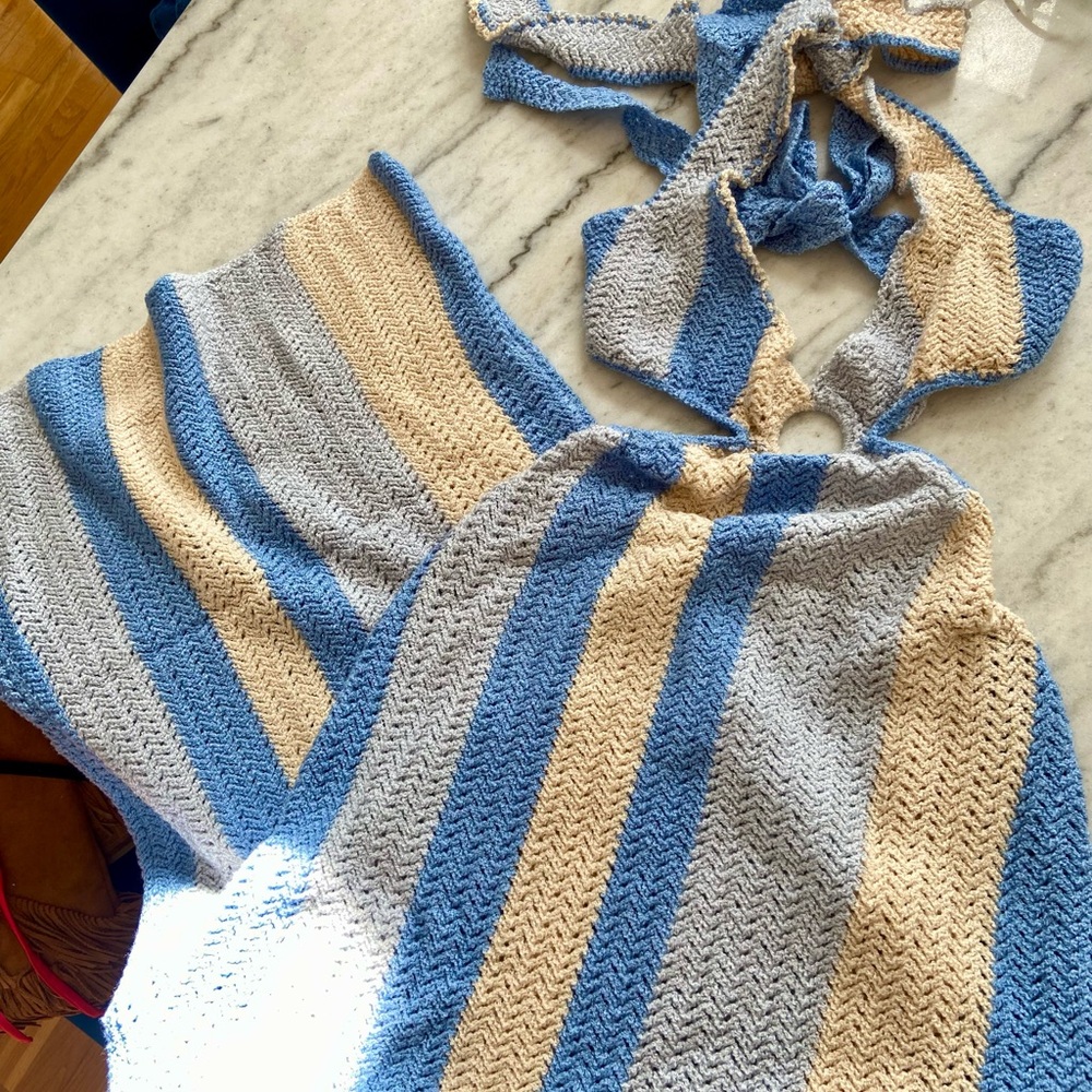 Peppermayo Blue and Gray Knit Scarf